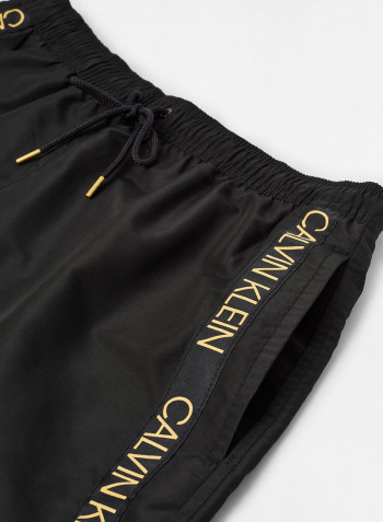 Drawstring Logo Tape Swim Shorts Black