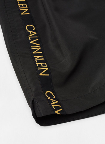 Drawstring Logo Tape Swim Shorts Black