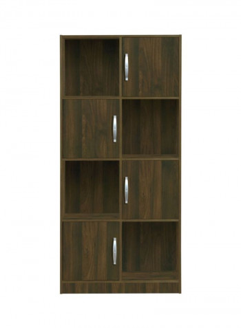 Oslo Oxford Bookcase With 4-Doors Cabinet Brown 174x29.5x80centimeter