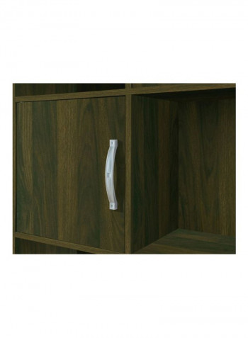 Oslo Oxford Bookcase With 4-Doors Cabinet Brown 174x29.5x80centimeter