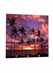 Hawaii Sunset Printed Wall Clock Multicolour 13 x 14inch