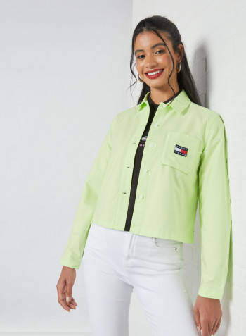 Organic Cotton Poplin Shirt Faded Lime