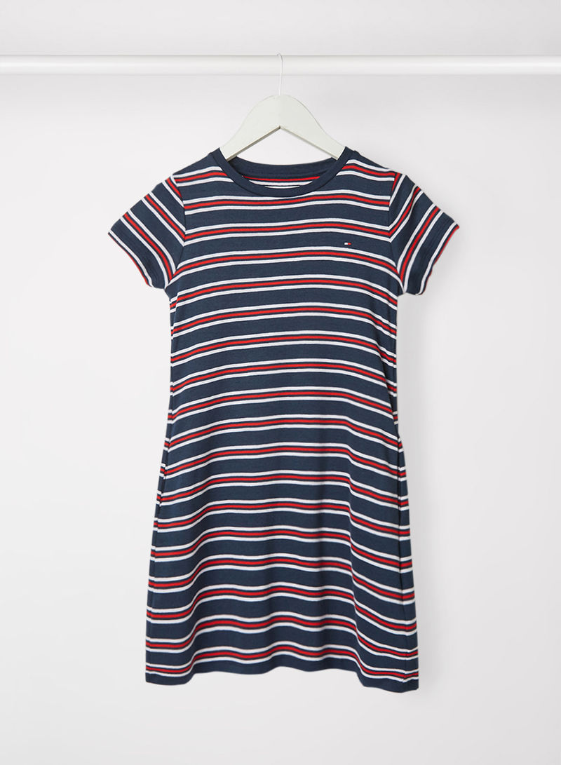 Kids Organic Cotton Striped Dress White/Navy Stripes