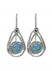 925 Sterling Silver Opal Studded Teardrop Earrings