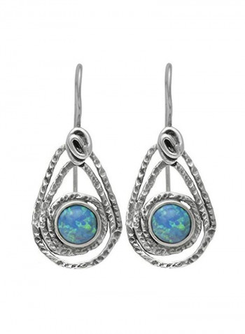 925 Sterling Silver Opal Studded Teardrop Earrings