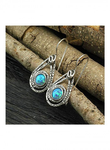 925 Sterling Silver Opal Studded Teardrop Earrings