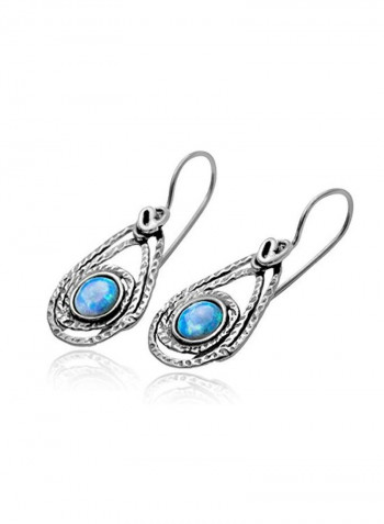 925 Sterling Silver Opal Studded Teardrop Earrings