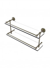 Dottingham Collection Double Gallery Rail Glass Shelf Clear/Silver 22inch