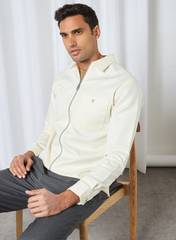 Stretch Zip Overshirt Egret(11-0103