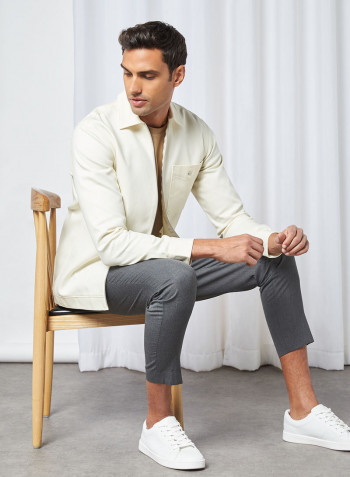 Stretch Zip Overshirt Egret(11-0103