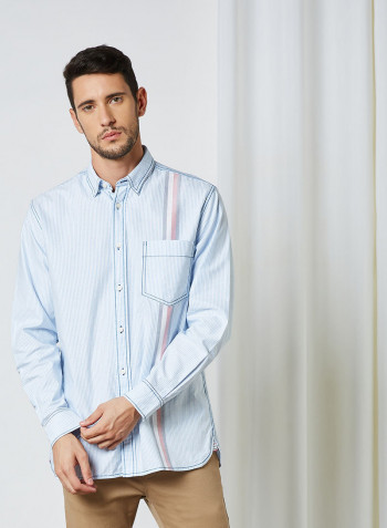 Ithaca Striped Shirt Copenhagen Blue / White