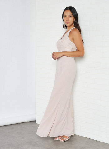 Avia Lace Overlay Dress Blush