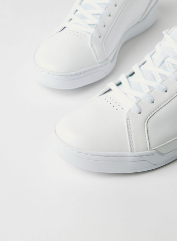 Challenge Textured Leather Sneakers White