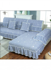 Beautiful Lacing Design Sofa Slipcover Blue/White