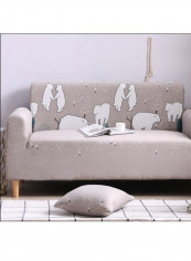 Nordic Style Animal Printed Sofa Slipcover Grey/White 235-300centimeter
