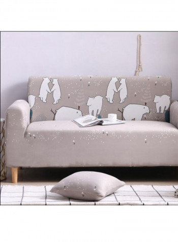 Nordic Style Animal Printed Sofa Slipcover Grey/White 235-300centimeter
