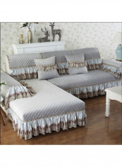 European Style Decorative Sofa Slipcover Grey/Brown