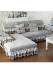 European Style Decorative Sofa Slipcover Grey/Brown