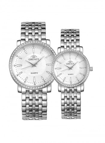 Stainless Steel Quartz Analog Couple Watch Set NSSB037006284