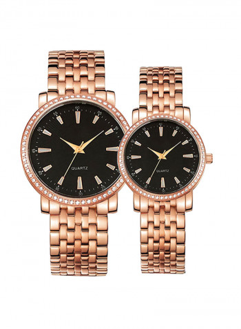 Stainless Steel Quartz Analog Couple Watch Set NSSB037006285