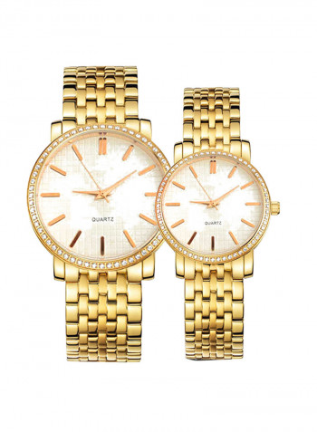 Stainless Steel Quartz Analog Couple Watch Set NSSB037006286