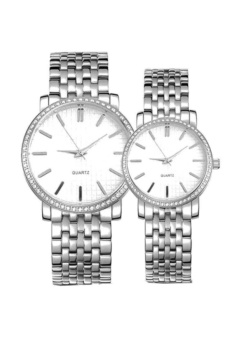 Stainless Steel Quartz Analog Couple Watch Set NSSB037006287