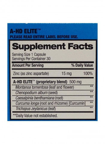 A-HD Elite Dietary Supplement 500 mg - 30 Capsules