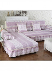 Jacquard High Grade Universal Sofa Slipcover Purple/White