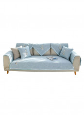 Plant Pattern Dust Proof Sofa Slipcover Blue