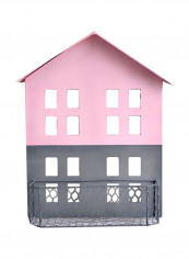 House Shaped Wall Mount Shelf Pink 35x13x47centimeter