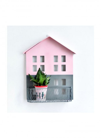 House Shaped Wall Mount Shelf Pink 35x13x47centimeter