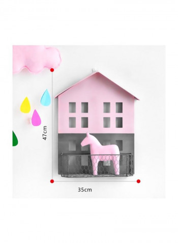 House Shaped Wall Mount Shelf Pink 35x13x47centimeter