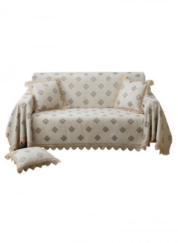 Retro Style Lace Fringe Sofa Slipcover Grey