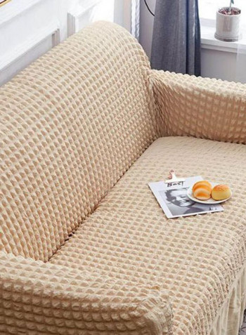 Rustic Pattern Soft Sofa Slipcover Beige 120-170centimeter