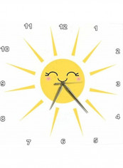 Smiling Happy Sun Printed Wall Clock Multicolour 13x13x0.1inch