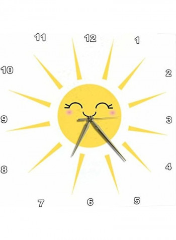 Smiling Happy Sun Printed Wall Clock Multicolour 13x13x0.1inch