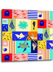 Bright Under The Sea Printed Analog Wall Clock Multicolour 13x13x0.1inch