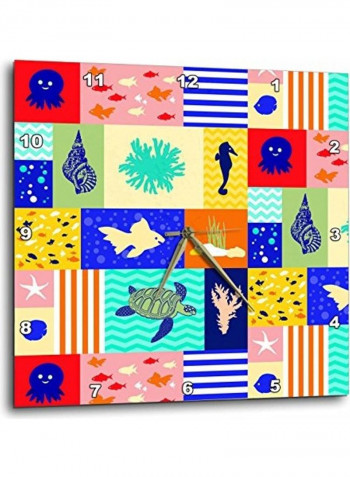 Bright Under The Sea Printed Analog Wall Clock Multicolour 13x13x0.1inch