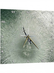 Helicopter Printed Analog Wall Clock Grey 13x13x0.1inch