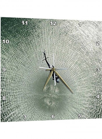 Helicopter Printed Analog Wall Clock Grey 13x13x0.1inch