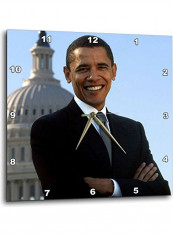 Close Up Portrait Of Presedent Obama Wall Clock Multicolour 13 X 13inch