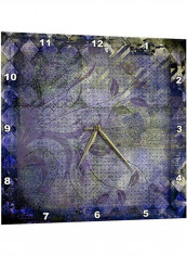 Diamond Abstract Design With Leaves Printed Wall Clock Multicolour 13x13inch