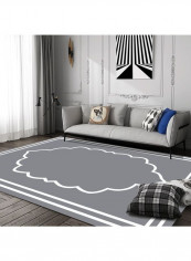 Rectangular Non-Slip Floor Rug Grey/White 80x180cm