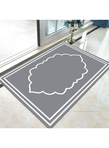 Rectangular Non-Slip Floor Rug Grey/White 80x180cm