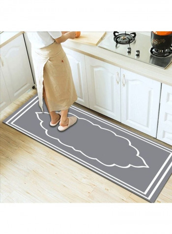 Rectangular Non-Slip Floor Rug Grey/White 80x180cm