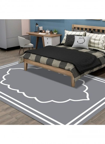 Rectangular Non-Slip Floor Rug Grey/White 80x180cm
