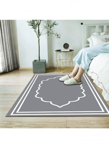 Rectangular Non-Slip Floor Rug Grey/White 80x180cm