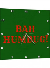 Bah Humbug Red Lettering On Green Background Wall Clock Multicolour 13 X 13inch