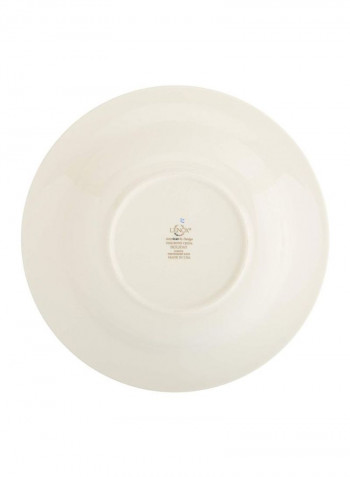 Rimmed Soup Bowl White/Gold/Green 9inch