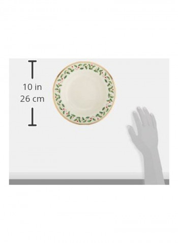 Rimmed Soup Bowl White/Gold/Green 9inch